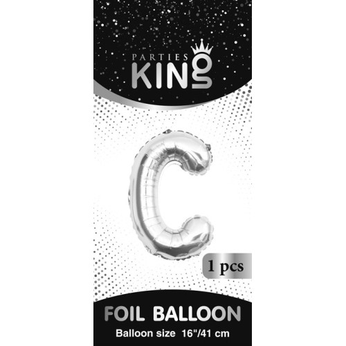 بالون حرف C فضي صغير 16 إنش