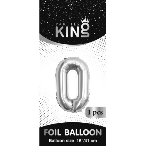 16 inch Letter/Number 0 - Silver Balloons