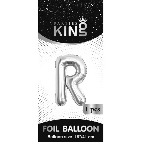 بالون حرف R فضي صغير 16 إنش