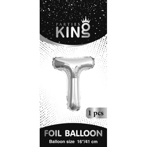 بالون حرف T فضي صغير 16 إنش