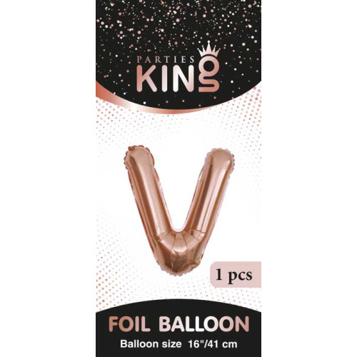 16 inch Letter V - Rose Gold Balloons