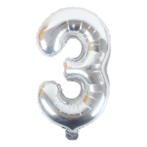 16 inch Number 3 - Silver Balloons