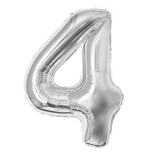 16 inch Number 4 - Silver Balloons