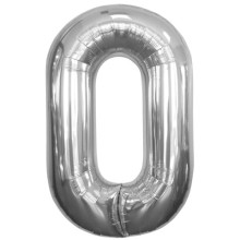 BALLOON 16 inch Number 0 - Silver