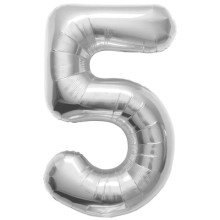 BALLOON 16 inch Number 5 - Silver