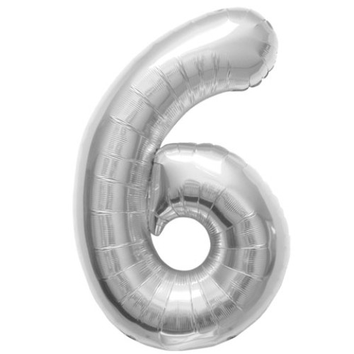 BALLOON 16 inch Number 6 - Silver