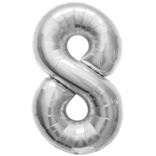 BALLOON 16 inch Number 8 - Silver