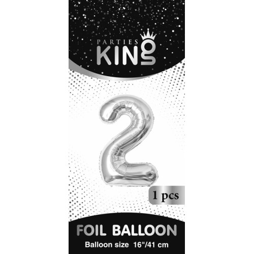 16 inch Number 2 - Silver Balloons