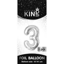 16 inch Number 3 - Silver Balloons