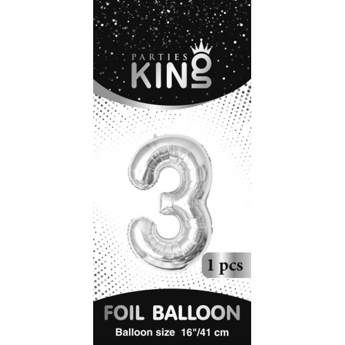 16 inch Number 3 - Silver Balloons