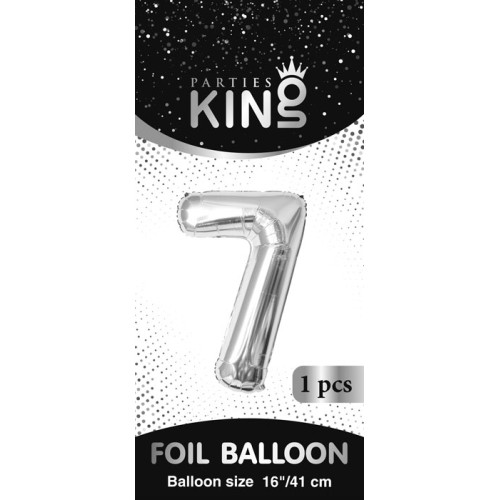 بالون رقم 7 فضي صغير 16 إنش