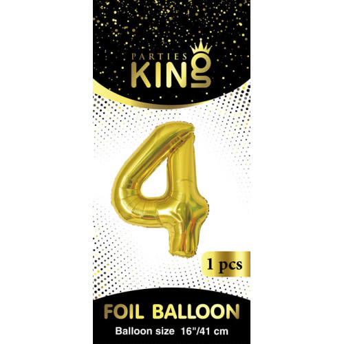 16 inch Number 4 - Gold Balloons 16 inch Number 4 - Gold Balloons