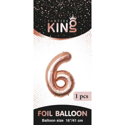 16 inch Number 6 - Rose Gold Balloons