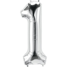 34 inch silver Number "1" Foil Balloon