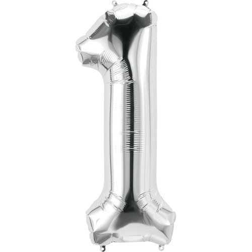 بالون فويل فضي رقم 1 - مقاس 34 إنش