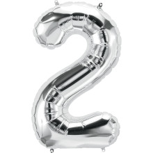 34 inch silver Number "2" Foil Balloon