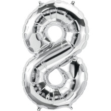 34 inch silver Number "8" Foil Balloon
