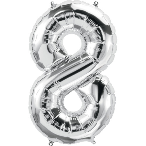 34 inch silver Number "8" Foil Balloon