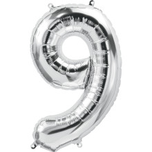 34 inch silver Number "9" Foil Balloon