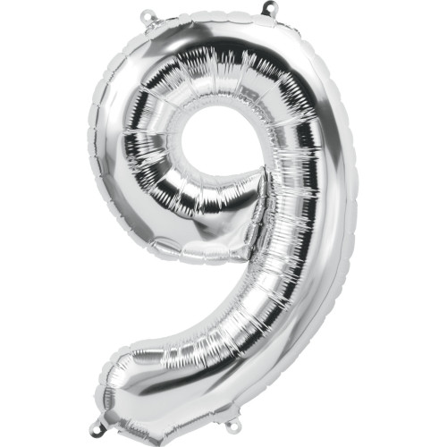34 inch silver Number "9" Foil Balloon