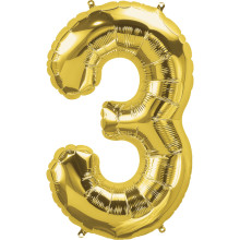 34 inch Gold Number "3" Foil Balloon