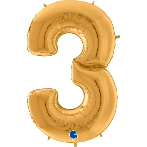 64 inch Number 3 Gold Jumbo Balloon 64 inch Number 3 Gold Jumbo Balloon
