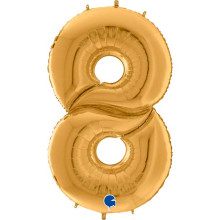 64 inch Number 8 Gold Jumbo Balloon