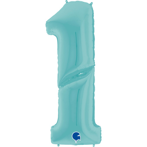 64 inch Number 1 Pastel Blue Jumbo Balloon
