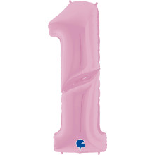 64 inch Number 1 Pastel Pink Jumbo Balloon