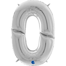 64 inch Number 0 Silver Jumbo Balloon