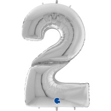 64 inch Number 2 Silver Jumbo Balloon