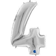 64 inch Number 4 Silver Jumbo Balloon