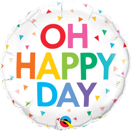 18 inch OH HAPPY DAY RAINBOW CONFETTI balloon