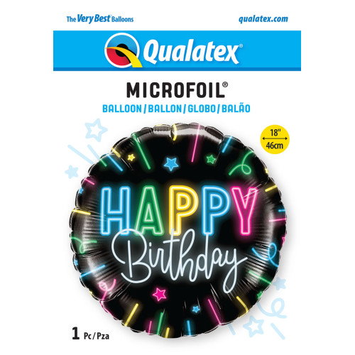 18 inch Happy Birthday Neon Glow balloon