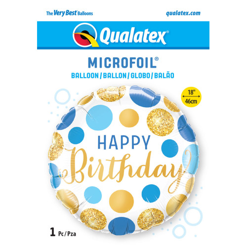 بالون عيد ميلاد النقاط الزرقاء والذهبية 18 إنش بالون عيد ميلاد النقاط الزرقاء والذهبية 18 إنش