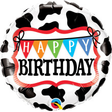18 inch BDAY HOLSTEIN COW PATTERN balloon