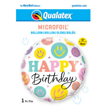 18 inch Birthday Colorful Smiles balloon