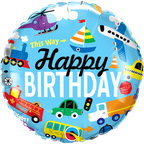 18 inch Birthday Transportation balloon