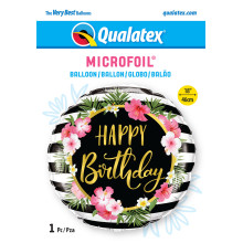 18 inch Birthday Hibiscus Stripes balloon