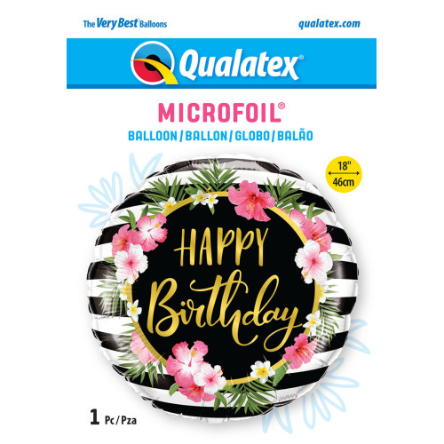 18 inch Birthday Hibiscus Stripes balloon 18 inch Birthday Hibiscus Stripes balloon