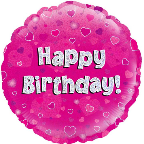 18 inch Happy Birthday Pink Holographic balloon