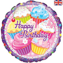 18 inch Cupcake Birthday - Holographic balloon