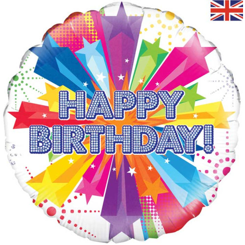18 inch Bright Star Birthday Holographic balloon