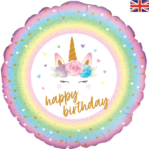18 inch Flowers Unicorn Birthday Holographic balloon