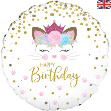 18 inch Floral Kitten Birthday Holographic balloon
