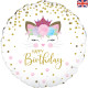 18 inch Floral Kitten Birthday Holographic balloon