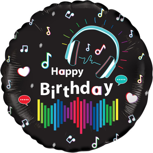 18 inch Media Music Birthday Holographic balloon