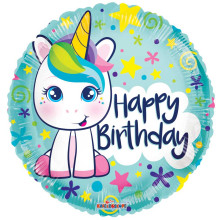 18 inch PR BDAY CUTE UNICORN GB