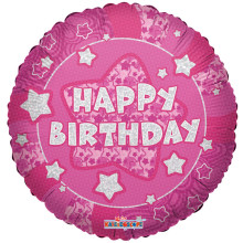18 inch HOLOGRAPHIC PINK HAPPY BIRTHDAY 18 inch HOLOGRAPHIC PINK HAPPY BIRTHDAY