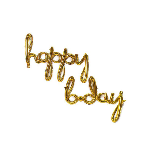 Script Phrase "HAPPY B.DAY" gold balloon Script Phrase "HAPPY B.DAY" gold balloon